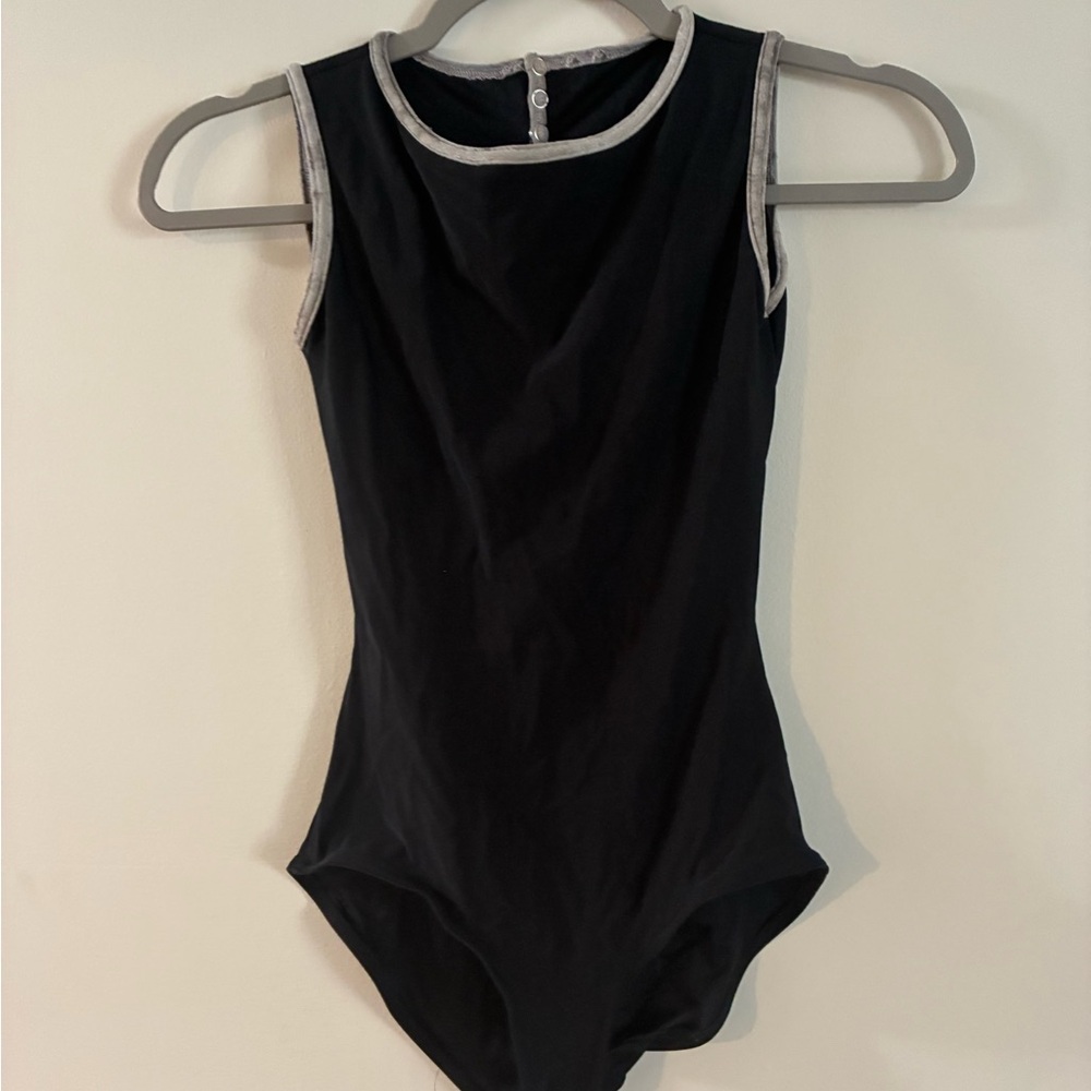 Yumiko Black Women's Bodysuit with Silver Trim